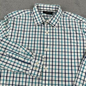 Banana Republic Shirt Mens Large Blue Check Non Iron Standard Fit 16 16.5 34/35